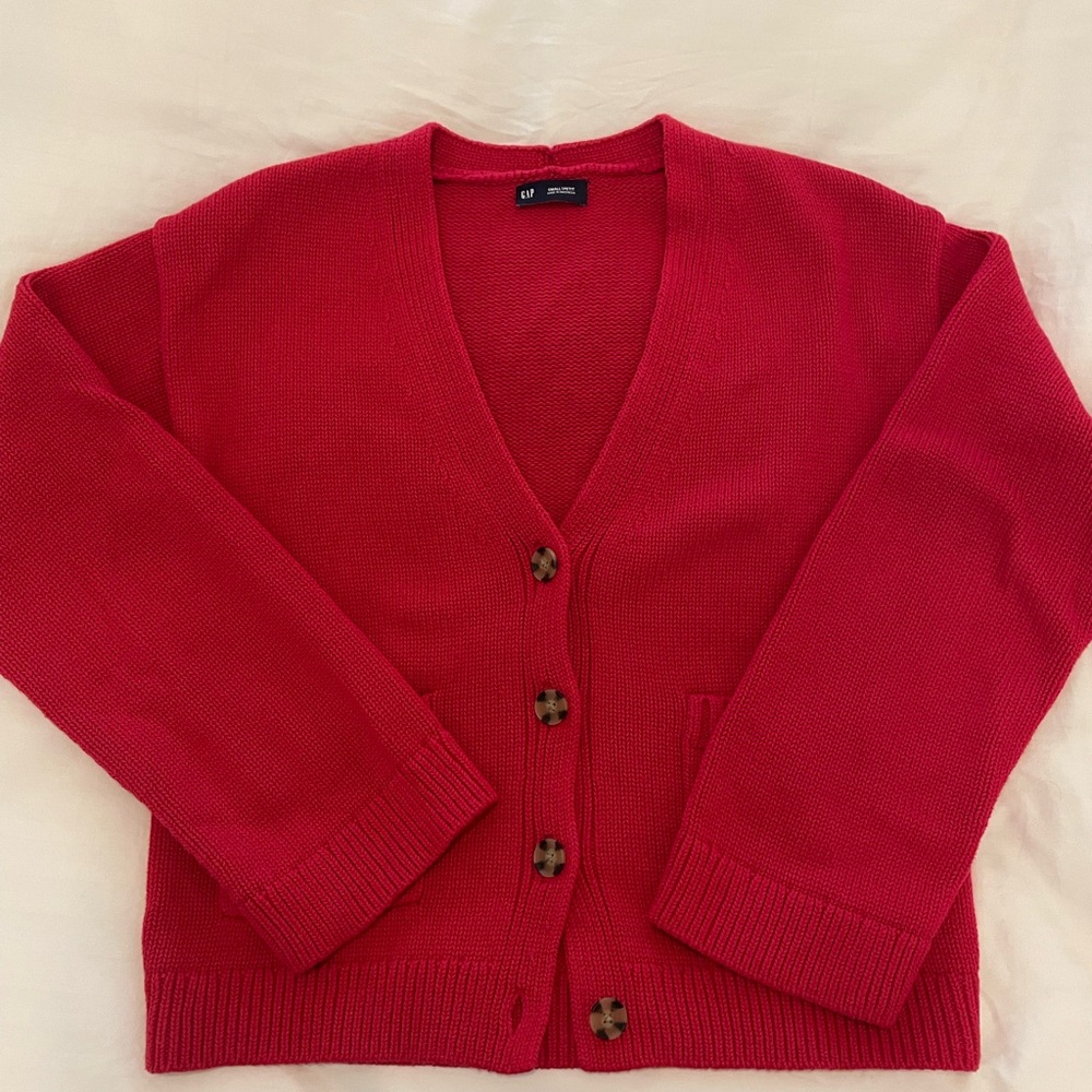 GAP Red Pocket Cardigan Sweater